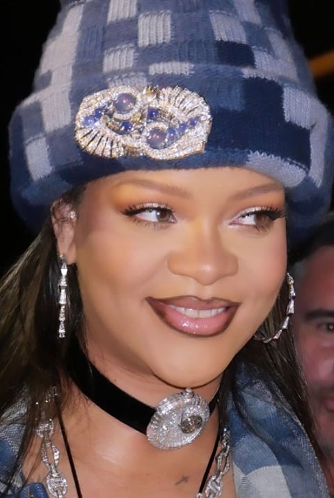 Rihanna wears Jacob & Co. WatchChoker  at Pharrell's Louis Vuitton Fashion Show